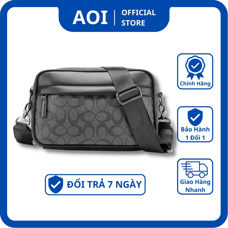 Túi Đeo Chéo Nam Da Pu Dạng Hộp Vân Caro Phong Cách Hàn Quốc Cao Cấp - AOI OFFICIAL STORE M5191