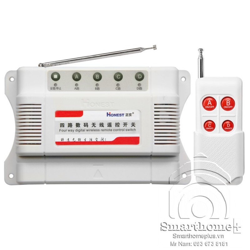 Công Tắc Điều Khiển Từ Xa 4 Thiết Bị 2Km Honest HT-7800W - [SMHP]