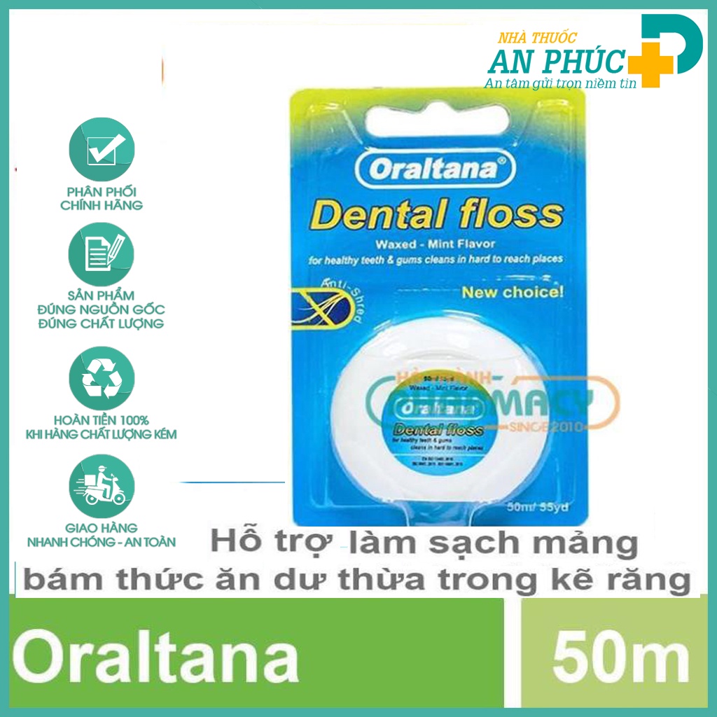 Chỉ Nha Khoa Oraltana - Hỗ trợ chăm sóc răng miệng, an toàn cho răng và lợi (Hộp 1 Cuộn)