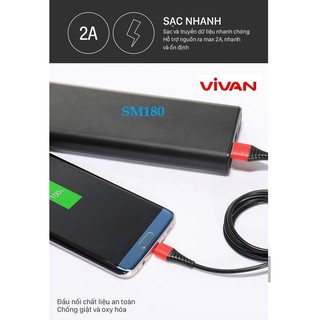 Cáp Sạc Nhanh Micro USB VIVAN SM180 2A – 1 mét 8