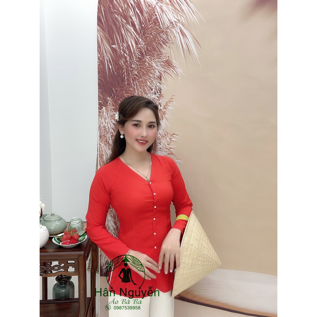 ÁO Bà Ba Voan Cổ Tim Kèm Quần