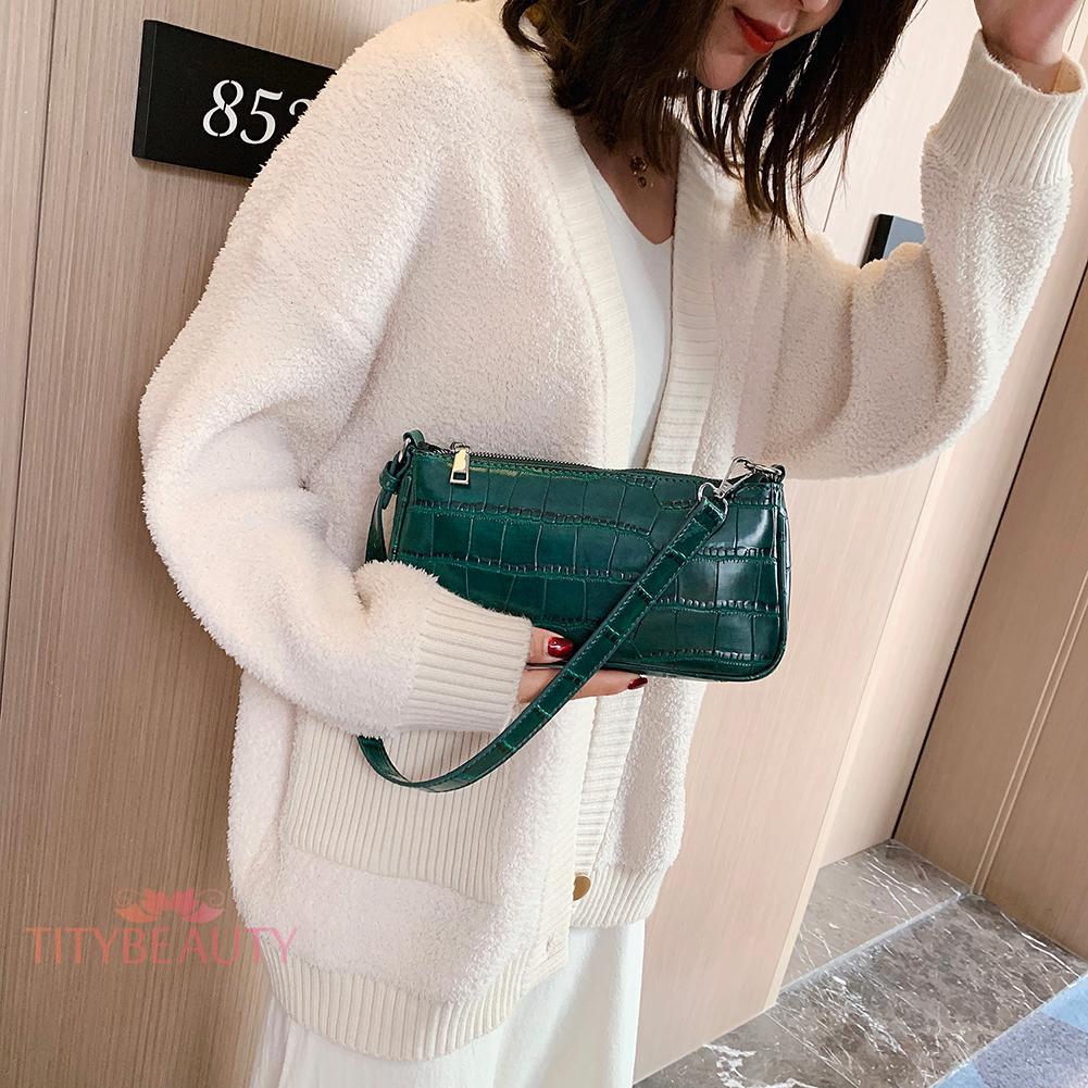 Retro Handbag Women Crocodile Leather Travel Totes Office Lady Shoulder Bag