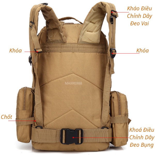 Balo chiến thuật 7D du lịch phượt chống nước chống thấm cao cấp siêu bền phong cách người lính