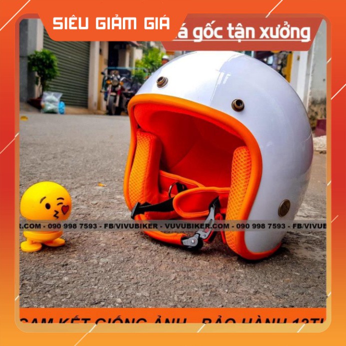 KHO SG-  [Giống ảnh] [CAM KẾT ẢNH THẬT] Mũ nón bảo hiểm 3/4 trắng lót nâu - NHIỀU MÀU LÓT NÓN