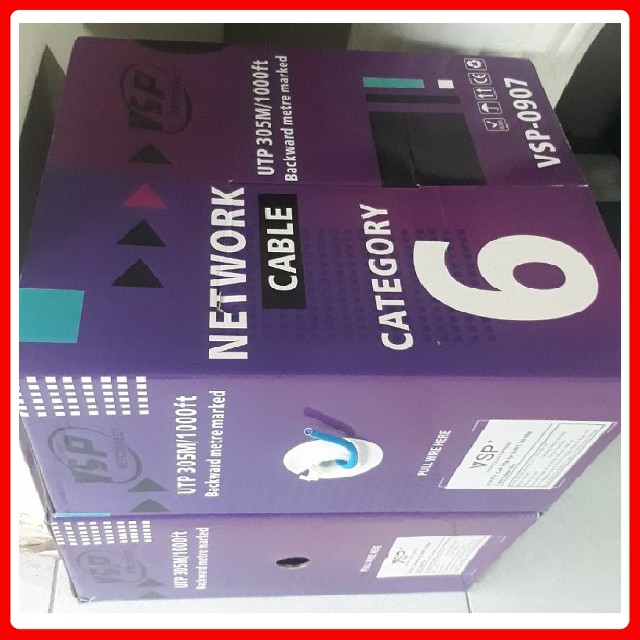 Dây mạng Cat 6 ADB xanh dương Chính hãng [Cuộn 305m Lõi chữ thập chống co dãn]