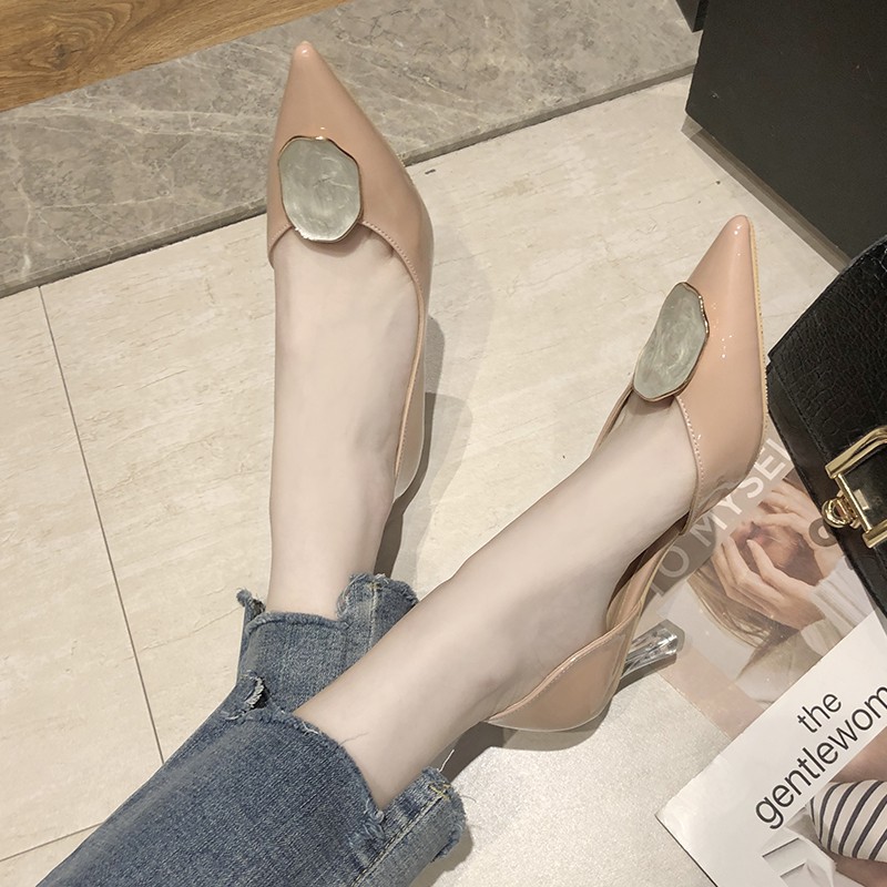 🌺Giày Cao Gót b24 Mũi Nhọn/ Không Dây/ Gót Trong/ Cao 6cm/ Giày 2019