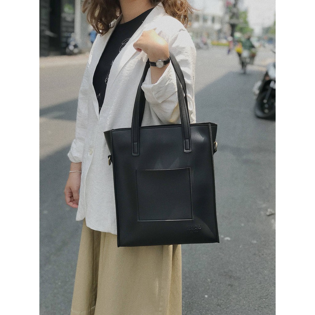 Túi Tote da KHÂU BY CQ đeo chéo Bonde đựng vừa A4, Laptop