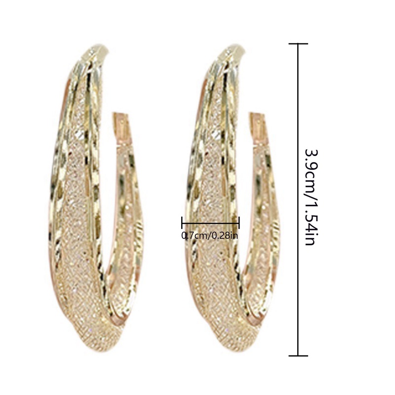 Khuyên Tai Hình Oval Kiểu Lưới Dệt Kim Vàng 18k