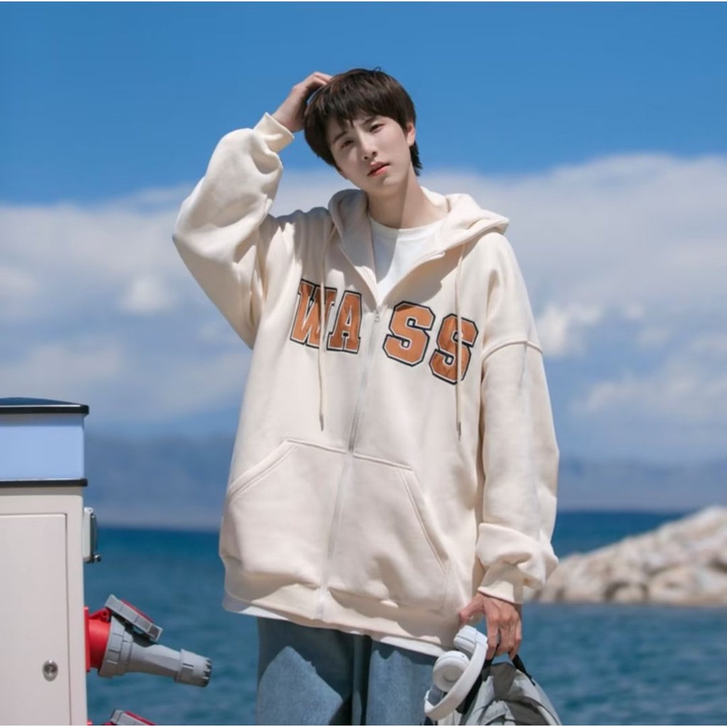 Unisex áo khoác hoodie dây kéo simple áo hoodie form rộng quốc áo hoodie zip thời trang hàn áo hoodie nam nữ