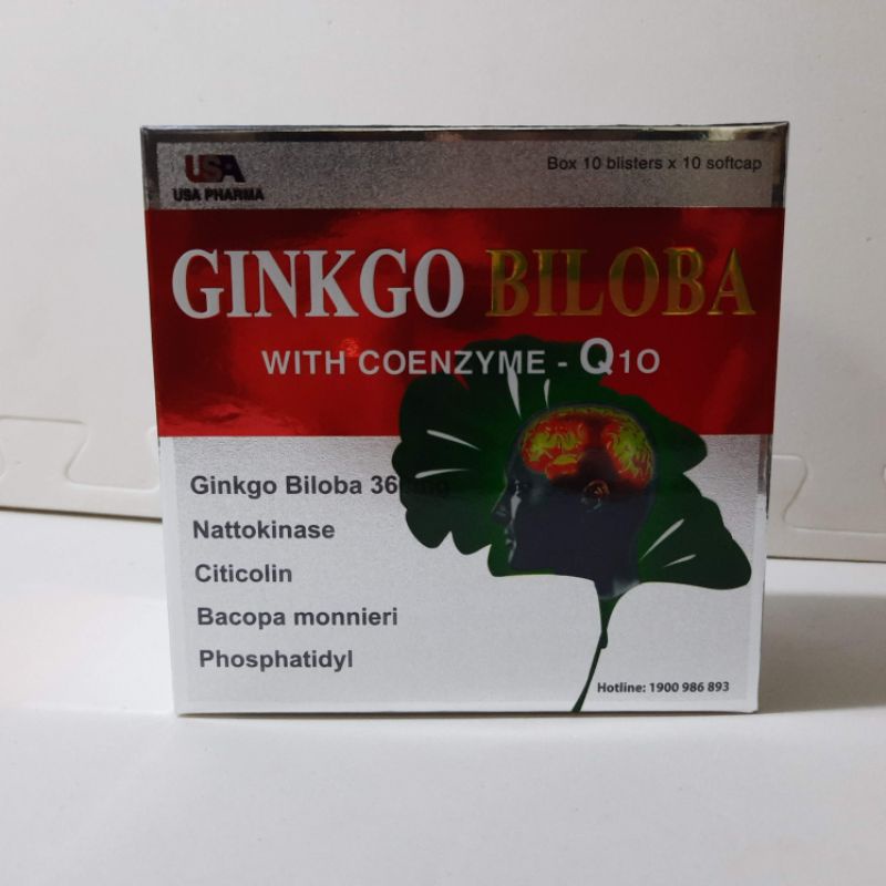 HOẠT HUYẾT DƯỠNG NÃO - GINKGO BILOBA 360mg With Coenzym Q10 đỏ - Hộp 100 viên nang mềm