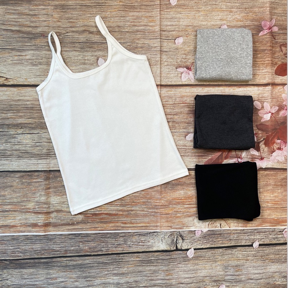 Áo hai dây nữ dáng dài chất cotton mát mềm mịn A02