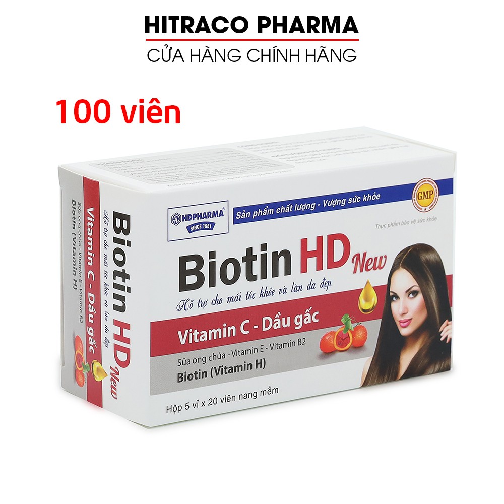 Viên uống Biotin HD New cho mái tóc khỏe và làn da sáng - Hộp 100 viên [Biotin HD New]