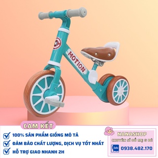 [Sỉ/Lẻ] Xe chòi chân kiêm xe đạp cho bé Motion màu xanh - Xe thăng bằng khung thép, ghế da cho trẻ em