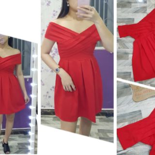 Đầm xòe xếp li bẹt vai [ HÌNH THẬT]