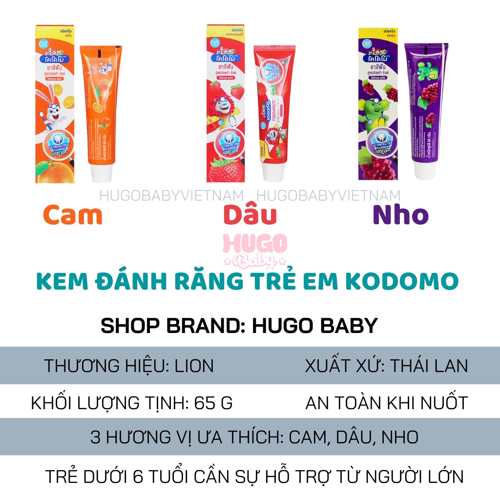 Kem đánh răng cho bé KODOMO Thái Lan nuốt được.