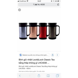 Bình giữ nhiệt Lock&Lock Classic Tea bằng thép không gỉ LHC4030 - 400ml săn sale không p km