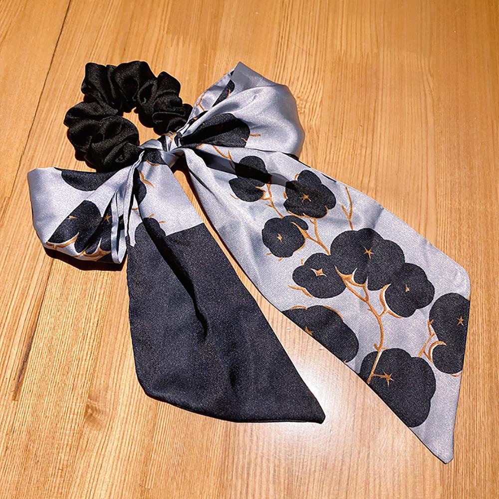 JARRED Dây Buộc Tóc Vải Satin Co Giãn In Họa Tiết Hoa Xinh Xắn Phong Cách Hàn Quốc
