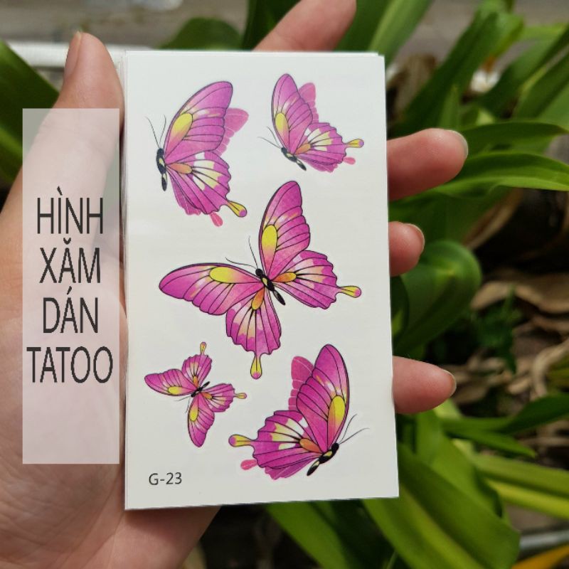 Hình xăm bướm g23. Xăm dán tatoo mini tạm thời, size &lt;10x6cm