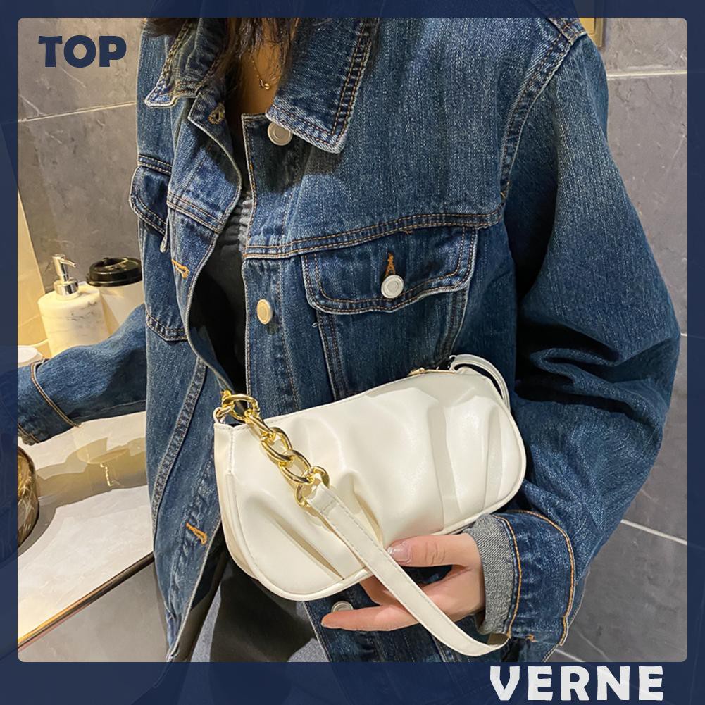 Túi Đeo Vai / Kẹp Nách / Túi Xách / Túi Xách Bằng Da Pu Xếp Ly Phối Dây Xích Thời Trang Cho Nữ