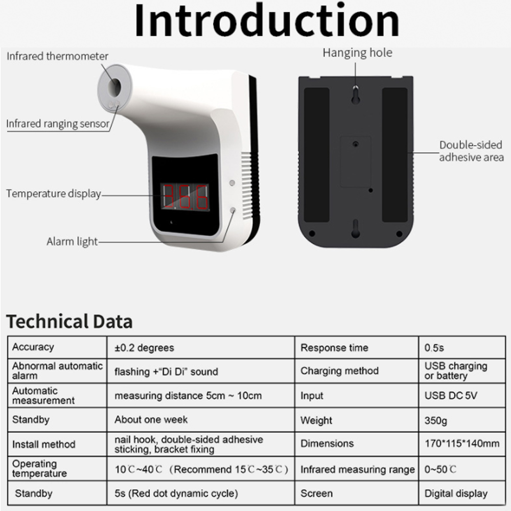 [Hàng mới về] Nhiệt kế hồng ngoại K3 cầm tay hoạt động không tiếp xúc có giá đỡ chuyên dụng