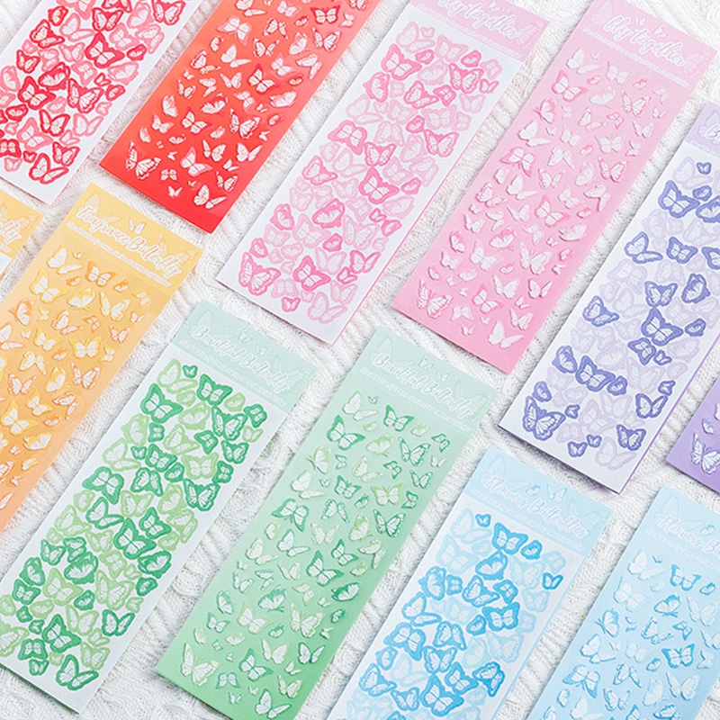 Sticker Dán Trang Trí Sổ Tay DIY Họa Tiết Hoa Và Bướm Dễ Thương