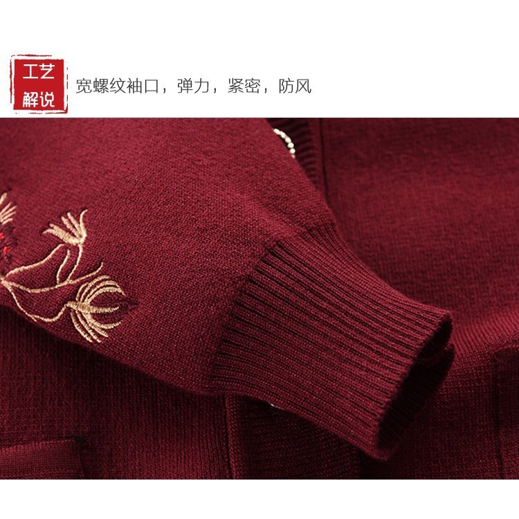 Áo len cổ tròn trung niên cài cúc trơn lót lông Quảng Châu (BST Đông 2021) | BigBuy360 - bigbuy360.vn