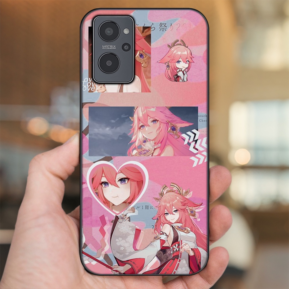 Ốp lưng Realme 9i viền đen in hình Yae Miko Genshin Impact
