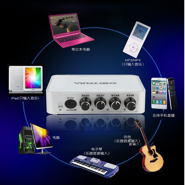 Bộ Mic Hát Livestream Soundcard , Soundcard livestream Karaoke Yinzhibo