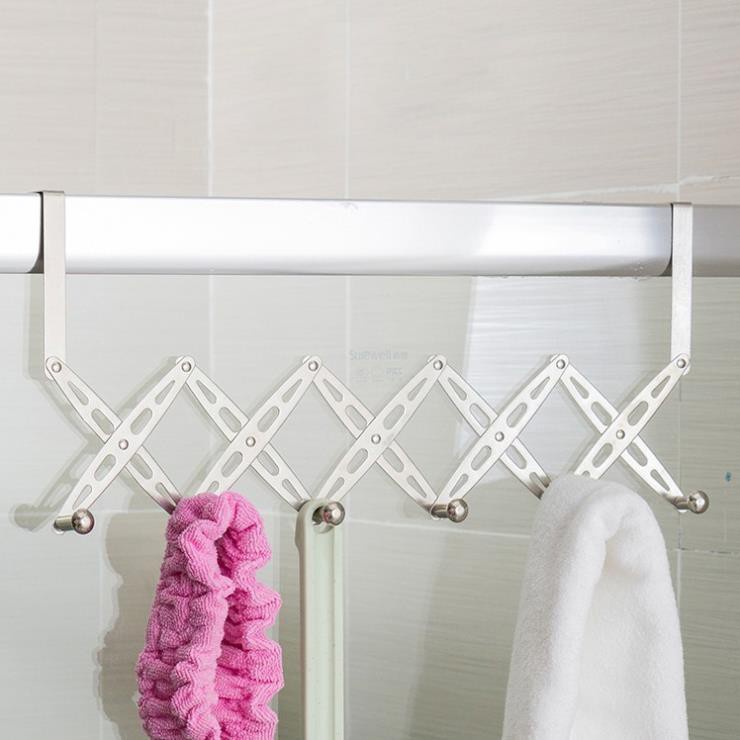 Móc treo quần áo sau cửa, móc treo đồ zic zac gắn tường bằng inox có thể co dãn gấp gọn.