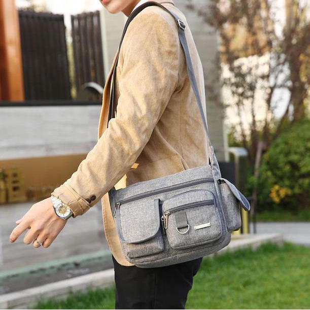 Túi Đeo Chéo Canvas Ngăn Rộng Nhiều Ngăn Thời Trang Nam Tính kj005