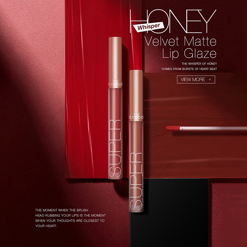 O.TWO.O Matte Veet Liquid Lipstick Waterproof Rich Color Long Lasting Lips Makeup Lightweight Lip Gloss 2