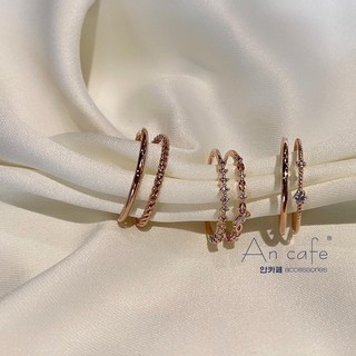 [ancafe.shop] nhẫn nữ, hàn quốc, thời trang, trơn, đôi, cá tính, freesize, hai line,còn màu bạc