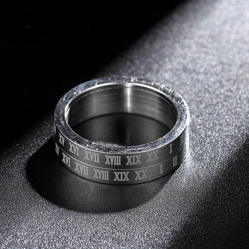 Nhẫn Xoay Số La Mã 6mm Phong Cách Vintage Bằng Thép Không Gỉ Cho Nam Và Nữ 2021