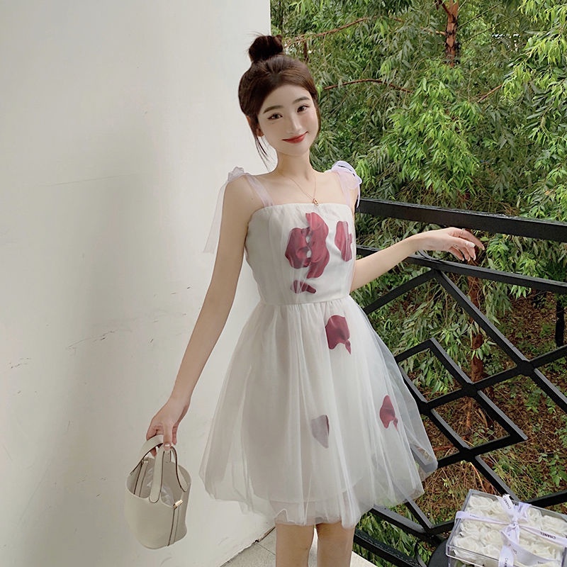 Đầm tutu Hở Vai Phong Cách retro Pháp Thời Trang Đi Biển Cho Nữ