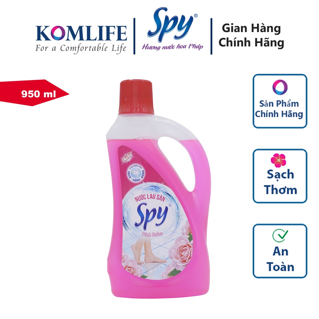 Nước lau sàn SPY hương Hồng Blossom 950ml thư giãn thoải mái khử mùi hôi tanh, xua đuổi côn trùng
