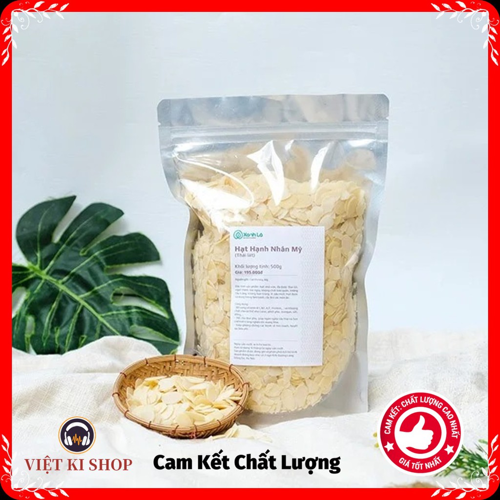 Hạnh Nhân thái lát sấy chín bịch 500g sử dụng trong bánh ngọt, bánh quy và món chè khúc bạch, ăn sáng cùng ngũ cốc