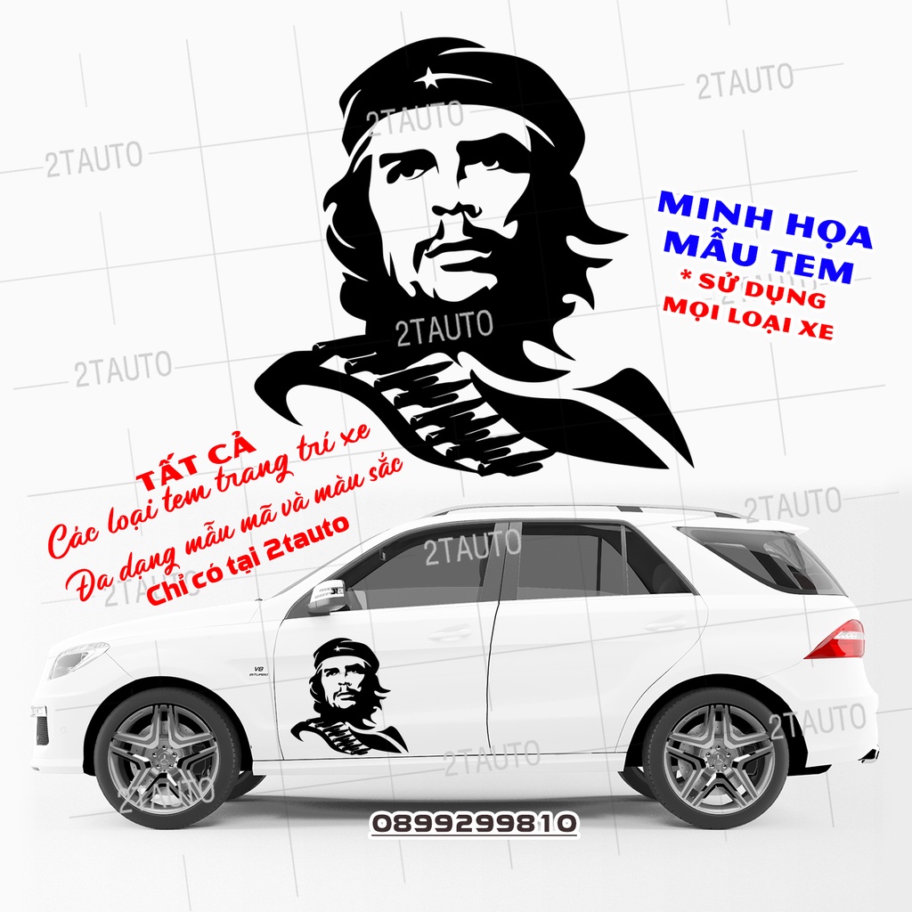 Tem decal sticker dán xe CHE GUEVARA nhiều kích thước, chống thấm nước, logo CHE GUEVARA dán trang trí xe hơi - MẪU 2