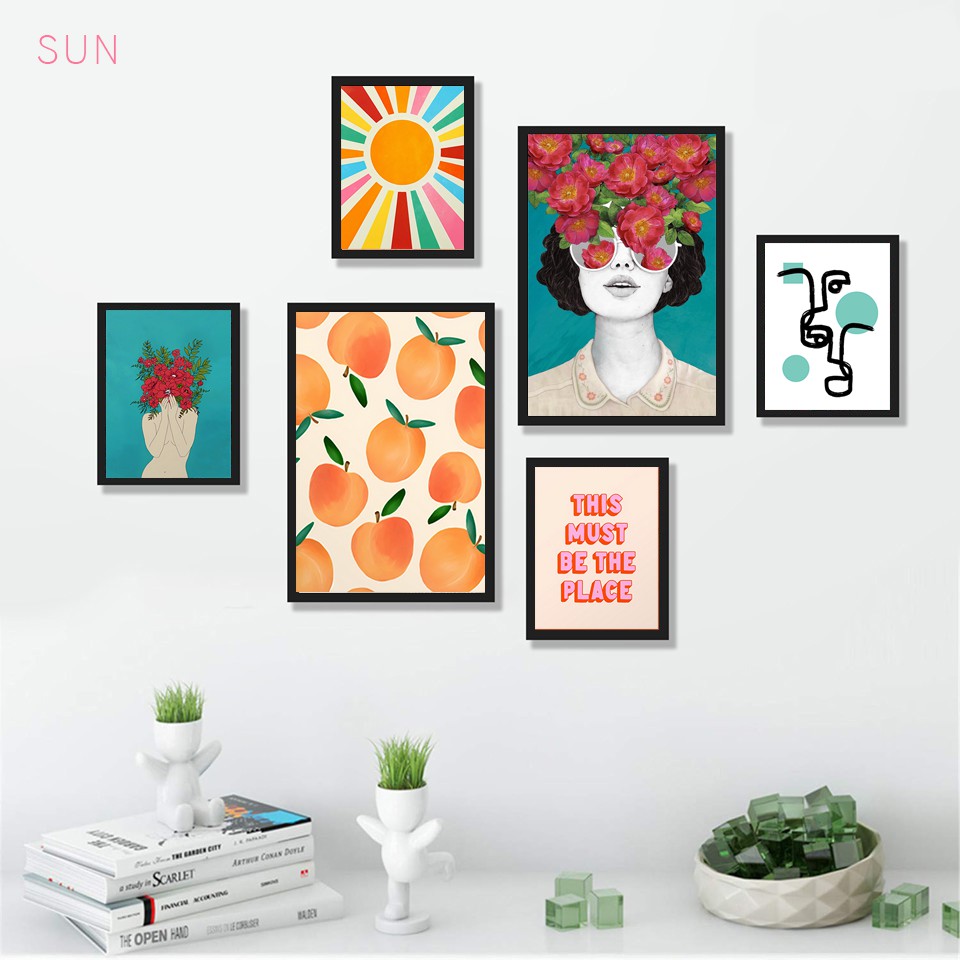 Set khung treo tường decor phòng ngủ 6 ảnh tặng kèm SUN