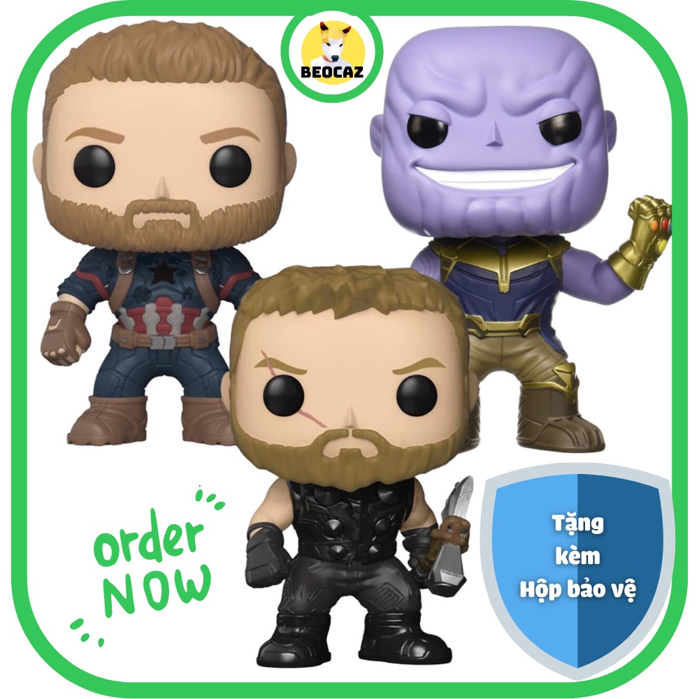 Tổng hợp Mô hình Funko Unoff Captain America Đội Trưởng Mỹ Thor Thần Sấm Thanos Avengers Marvel Tặng Hộp Bảo Vệ