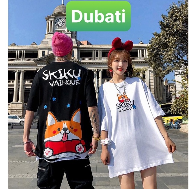 ÁO THUN NAM NỮ UNISEX FROM RỘNG CHẤT COTTON MÁT MỊN  SKIKU HOT TREND - DUBATI FASHION