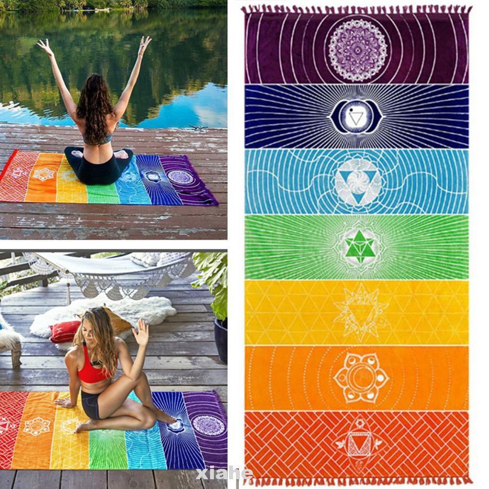 Thảm Tập Yoga / Đi Biển / Dã Ngoại Chống Nắng Vải Chiffon Phối Tua Rua Mới