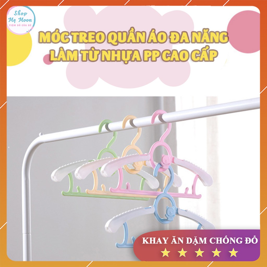 Set 5 Móc Nhựa Treo Quần Áo Bé Có Thế Điều Chỉnh Chiều Ngang