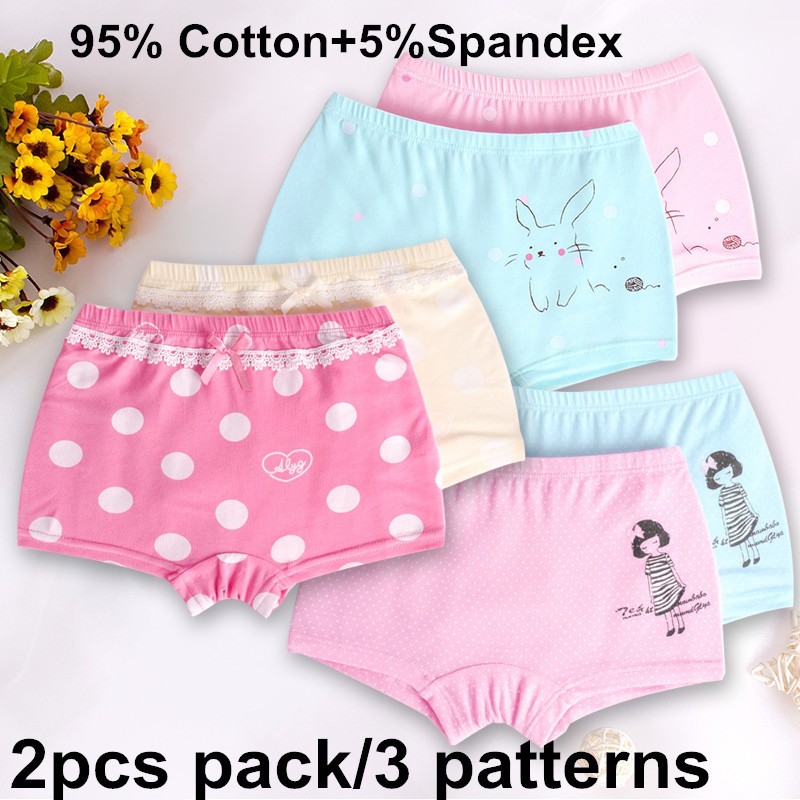 Set 2 Quần Lót 95% Cotton Và 5% Cho Bé Gái Từ 2-12 Tuổi