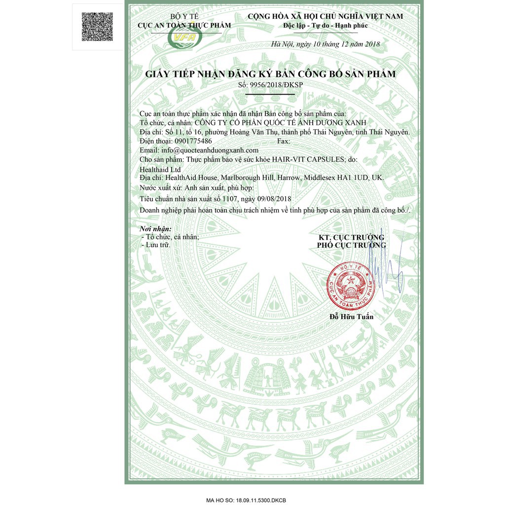 Viên Uống Giảm Rụng Tóc, Kích Thích Mọc Tóc HealthAid Hair Vit 30 Viên | Thế Giới Skin Care