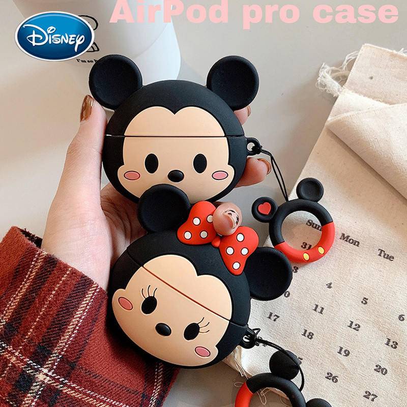 Vỏ Bảo Vệ Hộp Sạc Tai Nghe AirPods pro Không Dây Bằng Silicon Họa Tiết Hoạt Hình Minnie Mickey Dễ Thương