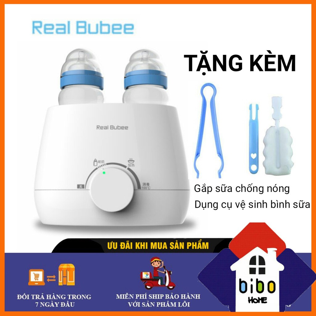 💖💖Máy hâm sữa Real Bubee 2 bình cổ rộng, hâm sữa, ủ sữa và thức ăn, tiệt trùng bình sữa - Bảo Hành 12 Tháng