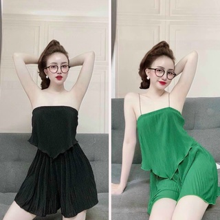 Bộ 2 dây đùi lụa dập ly xinh xắn 5 màu - awi sleepwear