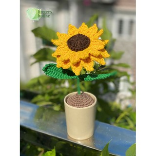 Hoa hướng dương chậu nhựa 1 - Búp bê/Thú/Sản phẩm len nhồi bông cao cấp Fingers House Việt Nam