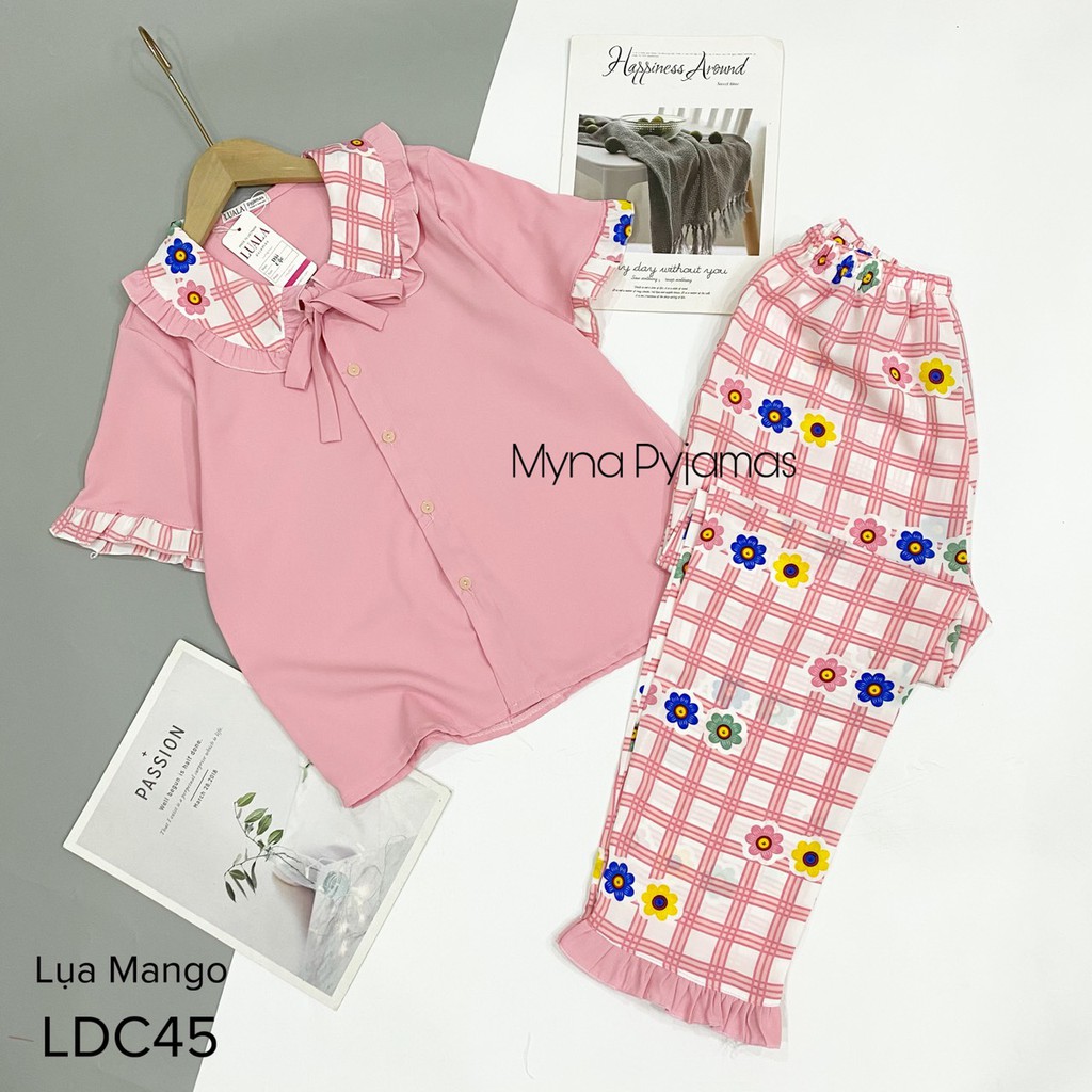 BỘ pyjamas lụa mango cộc dài , hàng có size, chất mềm mịn