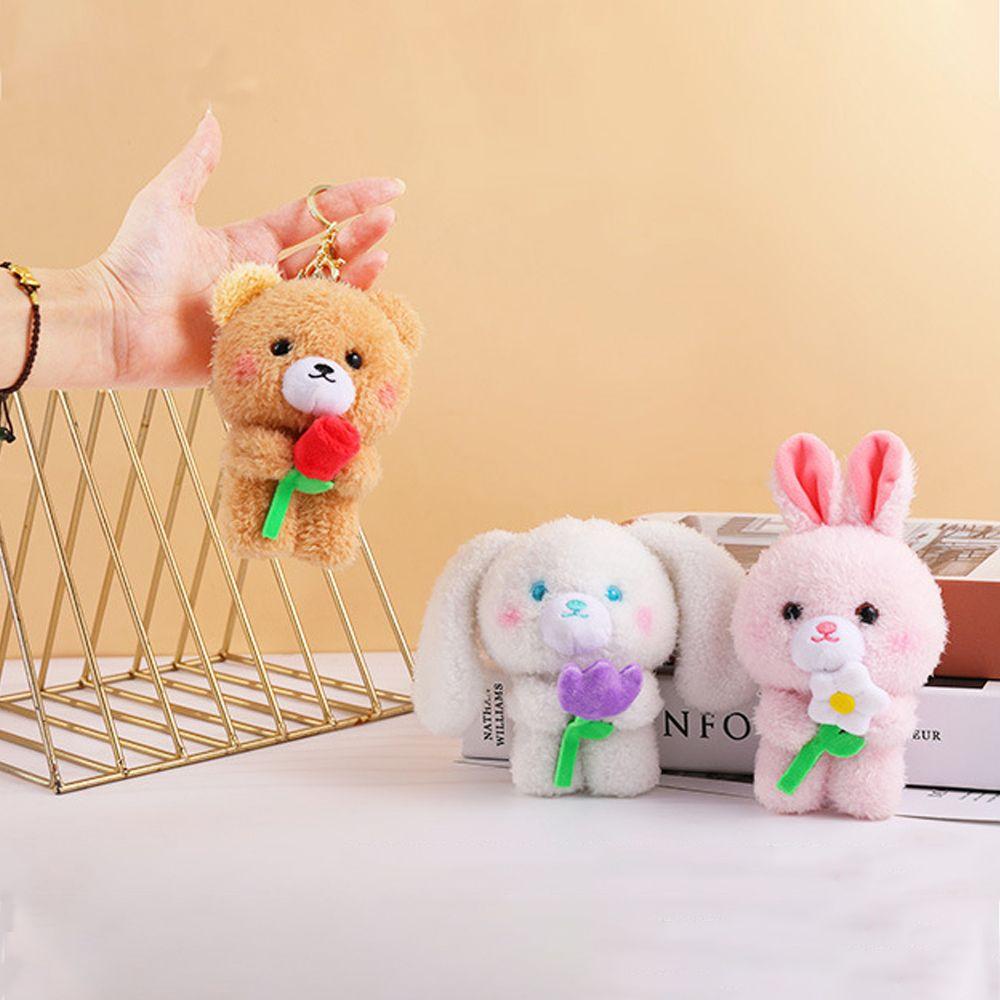 Móc Khóa Hình Thỏ / Gấu Hoạt Hình Nhồi Bông Đáng Yêu Dành Cho Nam Nữ